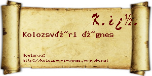 Kolozsvári Ágnes névjegykártya