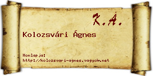 Kolozsvári Ágnes névjegykártya