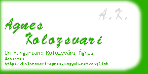 agnes kolozsvari business card